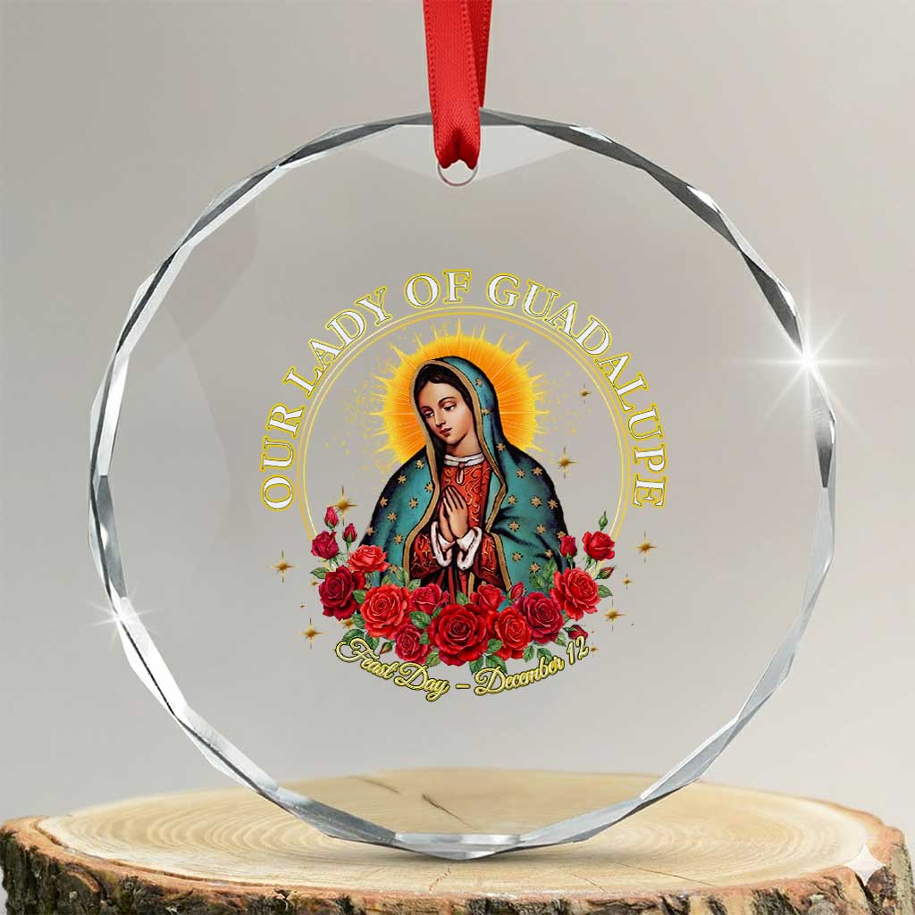 Virgen De Guadalupe Catholic Crystal Glass Ornament Our Lady Of Guadalupe - Wonder Print Shop