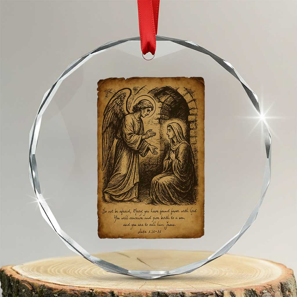 Virgin Mary Crystal Glass Ornament Angel Gabriel Luke 1:30 Christian - Wonder Print Shop
