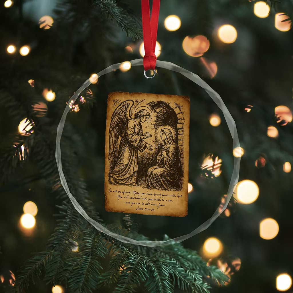 Virgin Mary Crystal Glass Ornament Angel Gabriel Luke 1:30 Christian - Wonder Print Shop