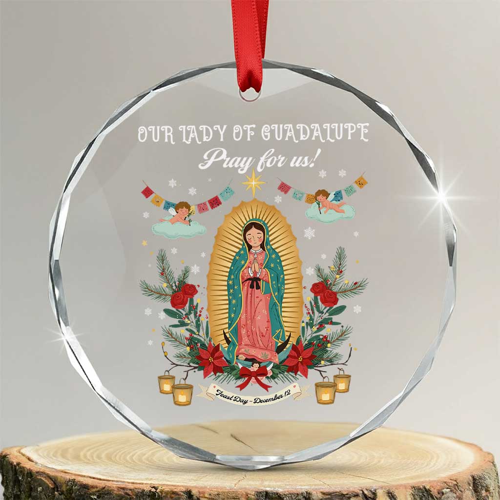 Virgin Mary Crystal Glass Ornament Our Lady Of Guadalupe Pray For Us - Wonder Print Shop