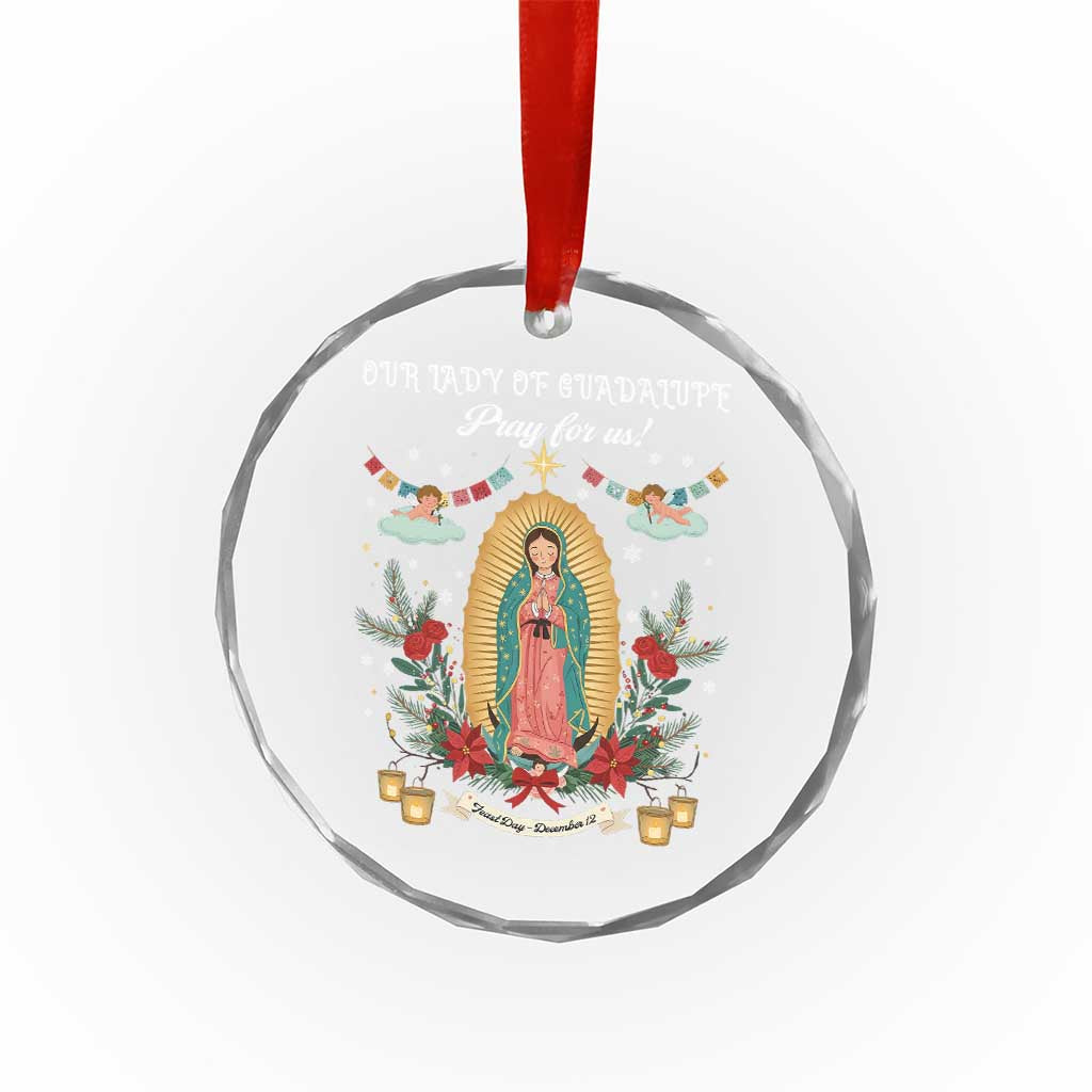 Virgin Mary Crystal Glass Ornament Our Lady Of Guadalupe Pray For Us - Wonder Print Shop