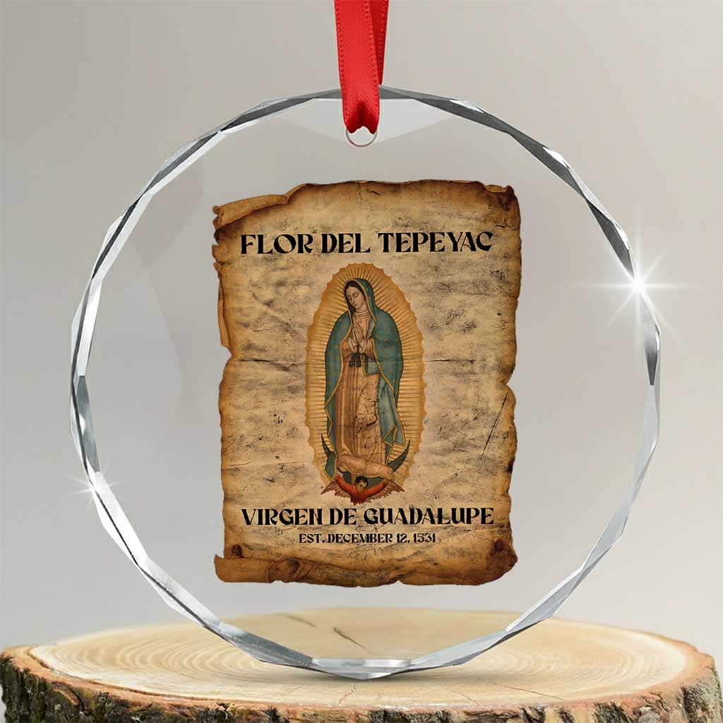 Virgin Mary Crystal Glass Ornament Our Lady Virgen De Guadalupe - Wonder Print Shop