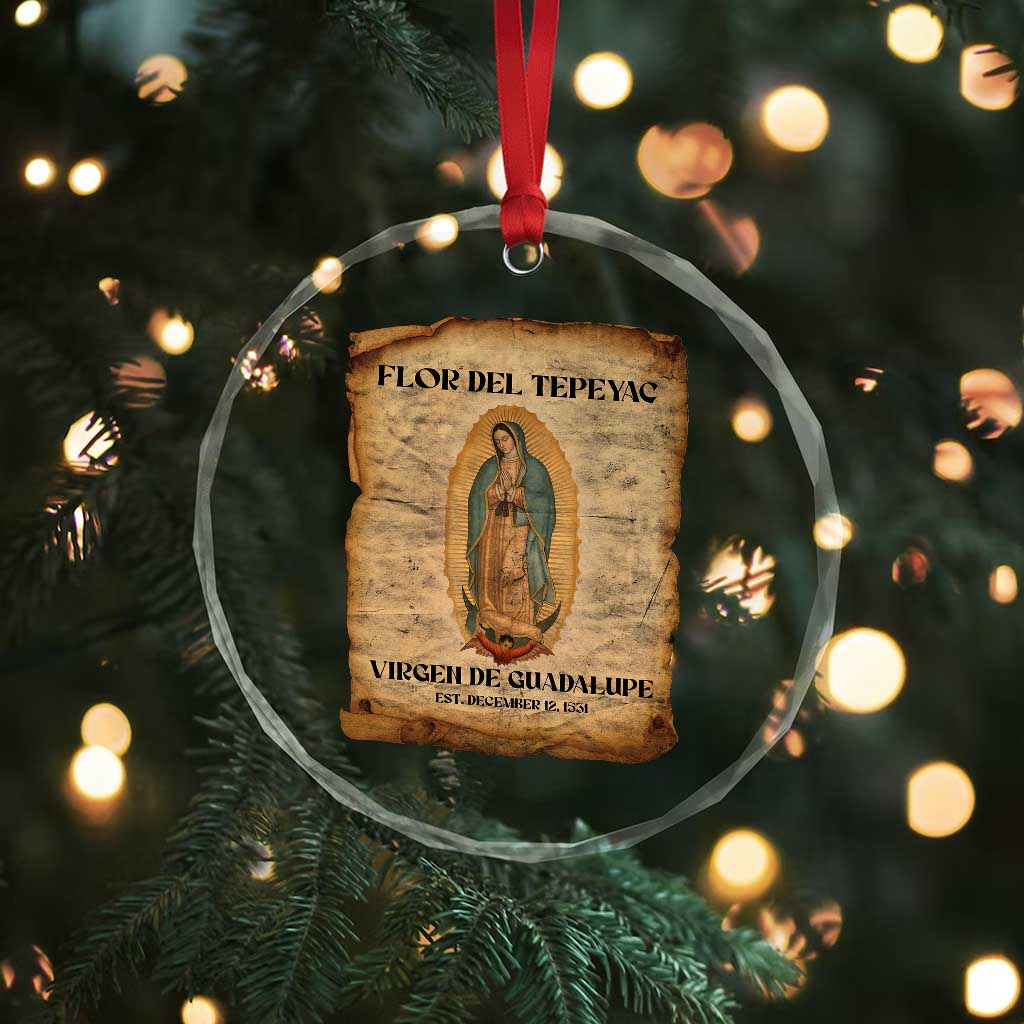 Virgin Mary Crystal Glass Ornament Our Lady Virgen De Guadalupe - Wonder Print Shop