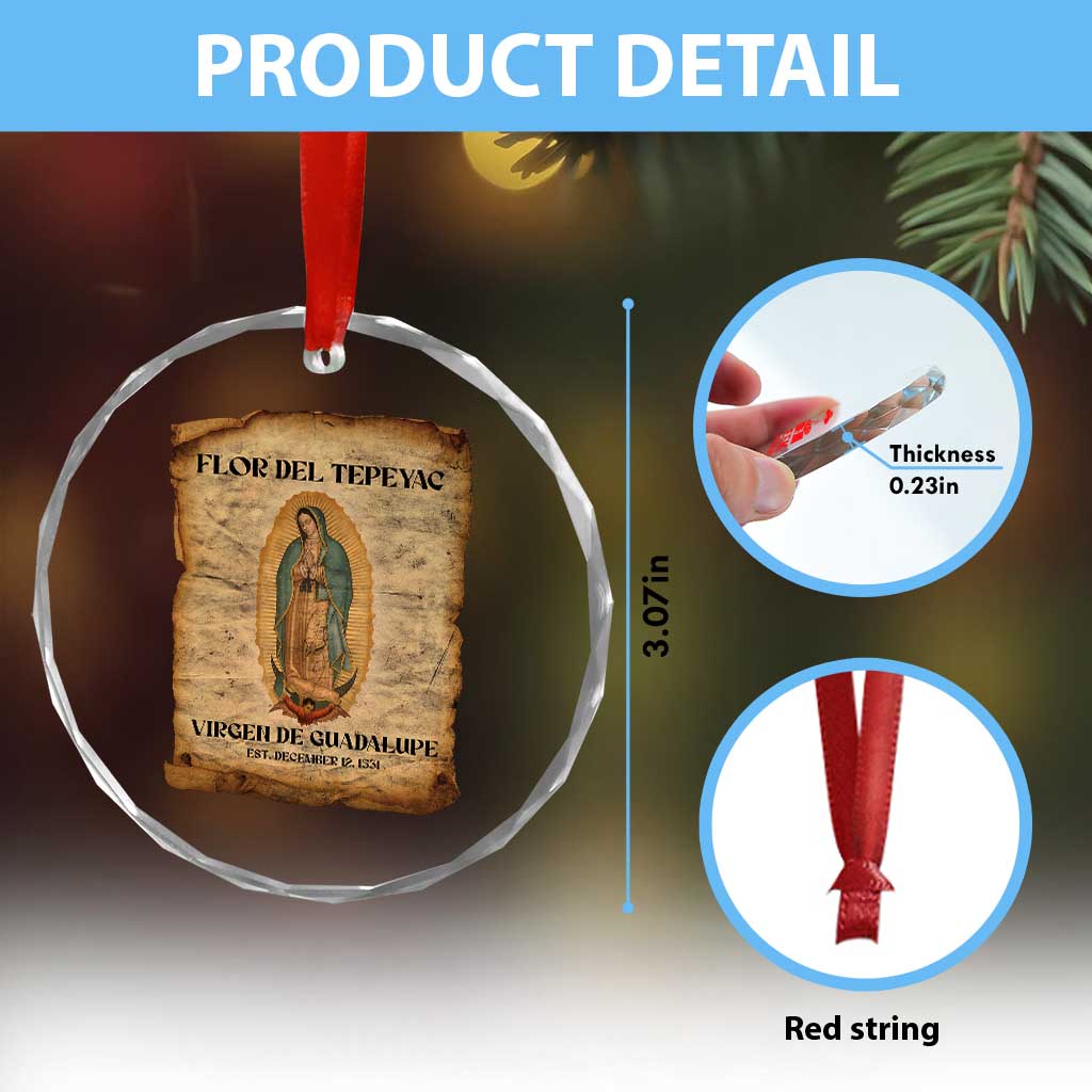 Virgin Mary Crystal Glass Ornament Our Lady Virgen De Guadalupe - Wonder Print Shop
