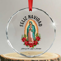 Virgin Mary Feliz Navidad Crystal Glass Ornament Our Lady Virgen De Guadalupe - Wonder Print Shop