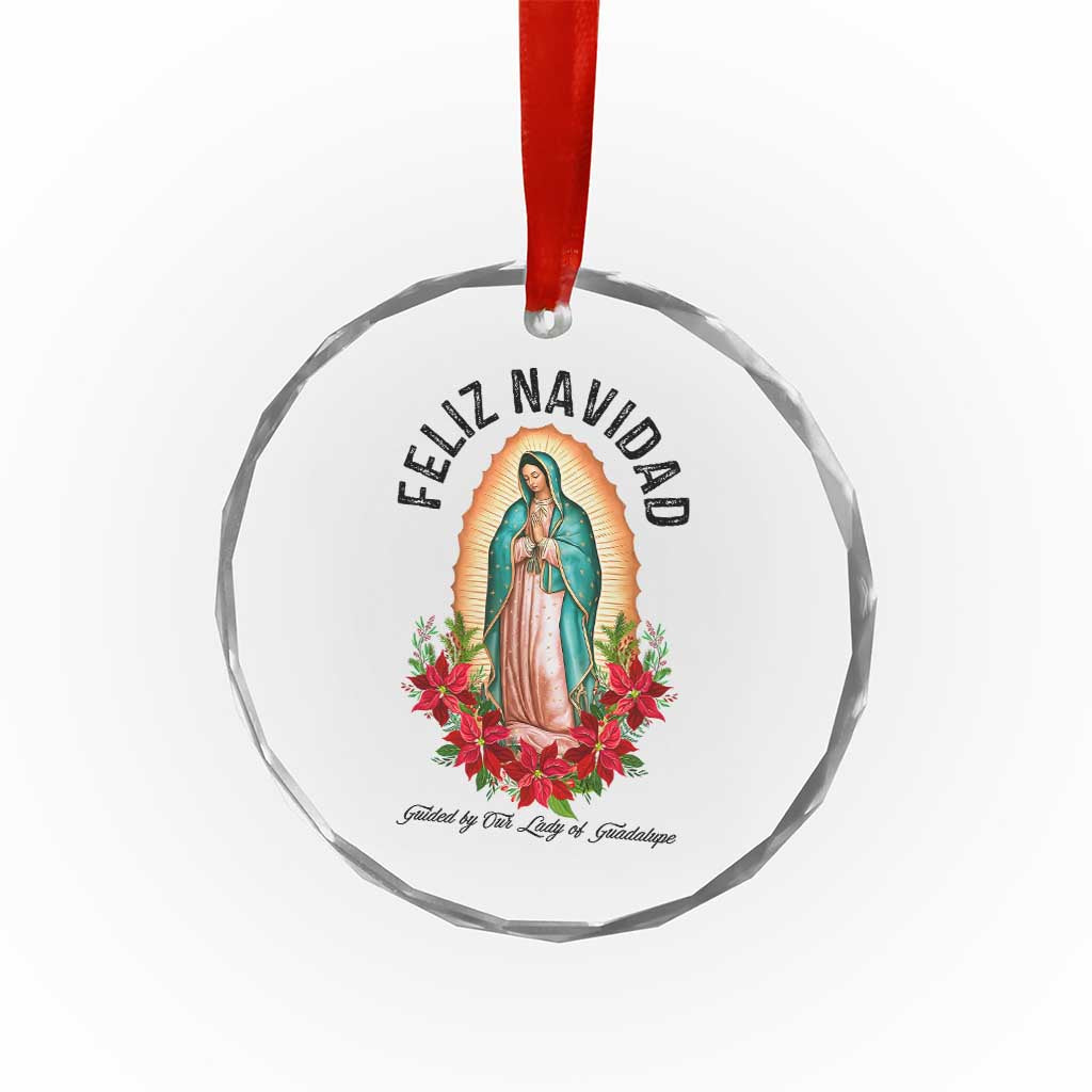 Virgin Mary Feliz Navidad Crystal Glass Ornament Our Lady Virgen De Guadalupe - Wonder Print Shop