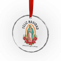 Virgin Mary Feliz Navidad Crystal Glass Ornament Our Lady Virgen De Guadalupe - Wonder Print Shop