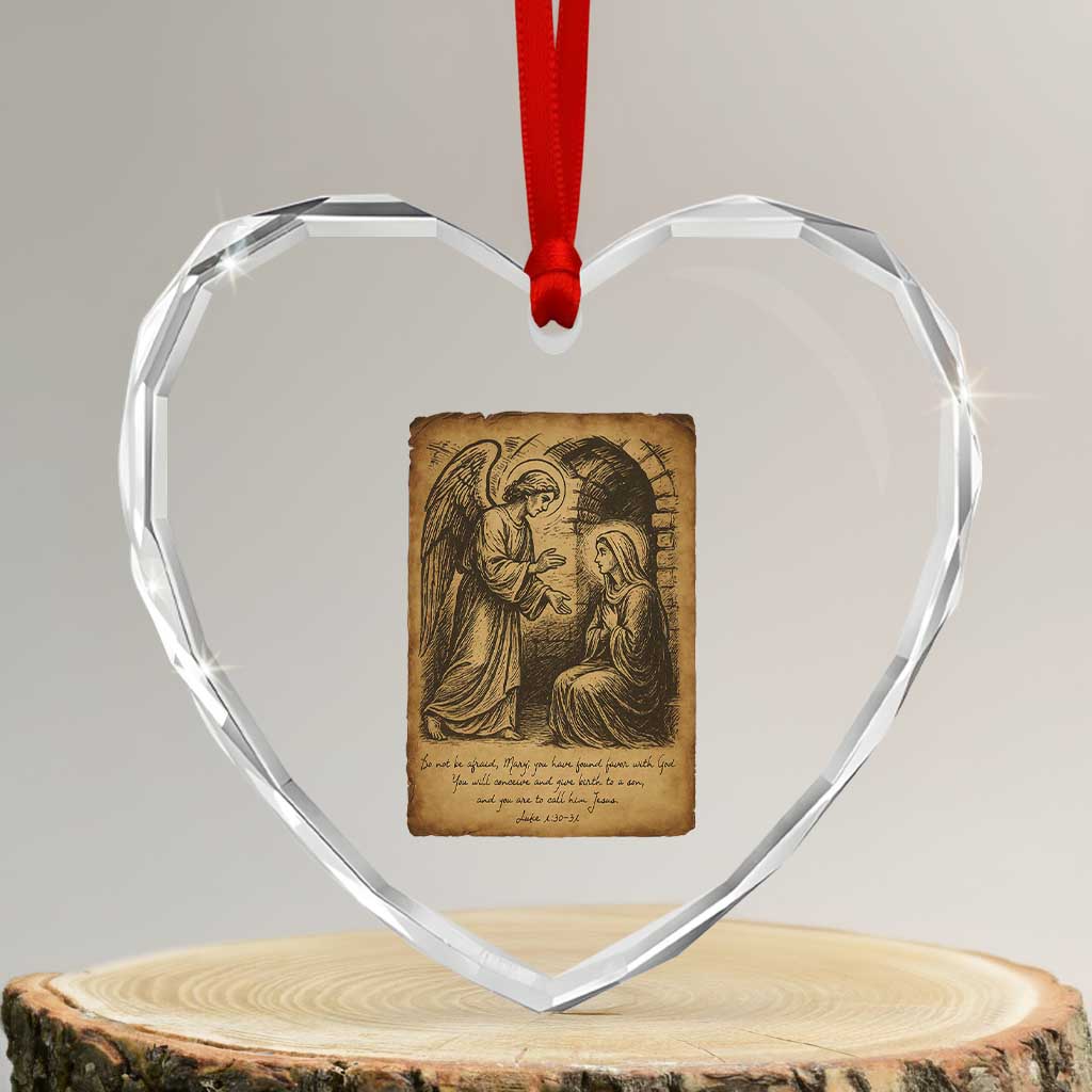 Virgin Mary Heart Crystal Glass Ornament Angel Gabriel Luke 1:30 Christian - Wonder Print Shop
