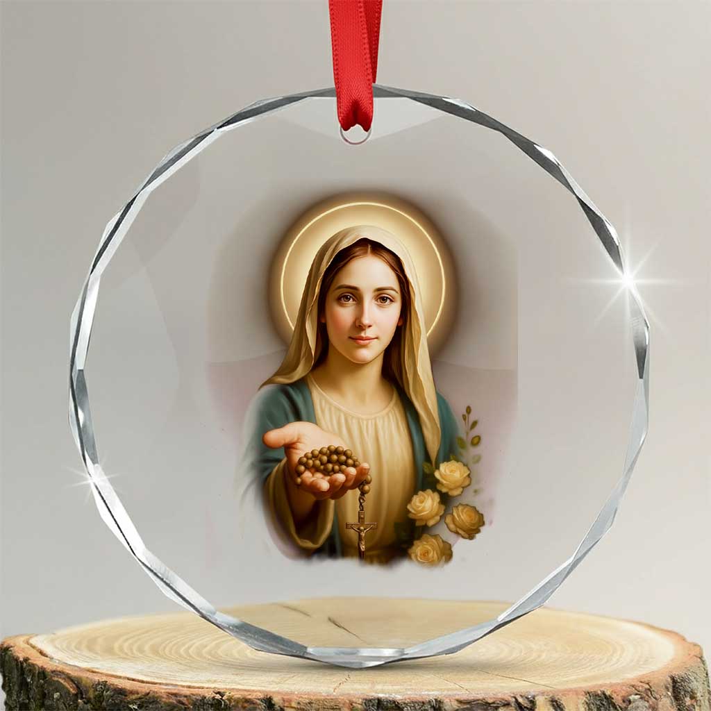 Virgin Mary Maria Crystal Glass Ornament Catholic Christian Faith - Wonder Print Shop