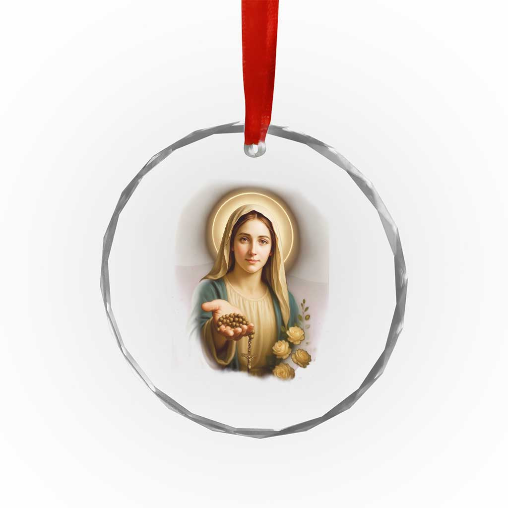 Virgin Mary Maria Crystal Glass Ornament Catholic Christian Faith TS14