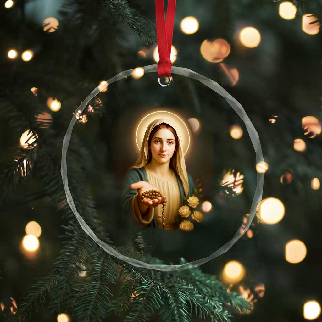 Virgin Mary Maria Crystal Glass Ornament Catholic Christian Faith TS14