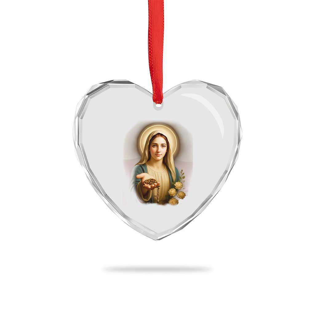 Virgin Mary Maria Heart Crystal Glass Ornament Catholic Christian Faith - Wonder Print Shop