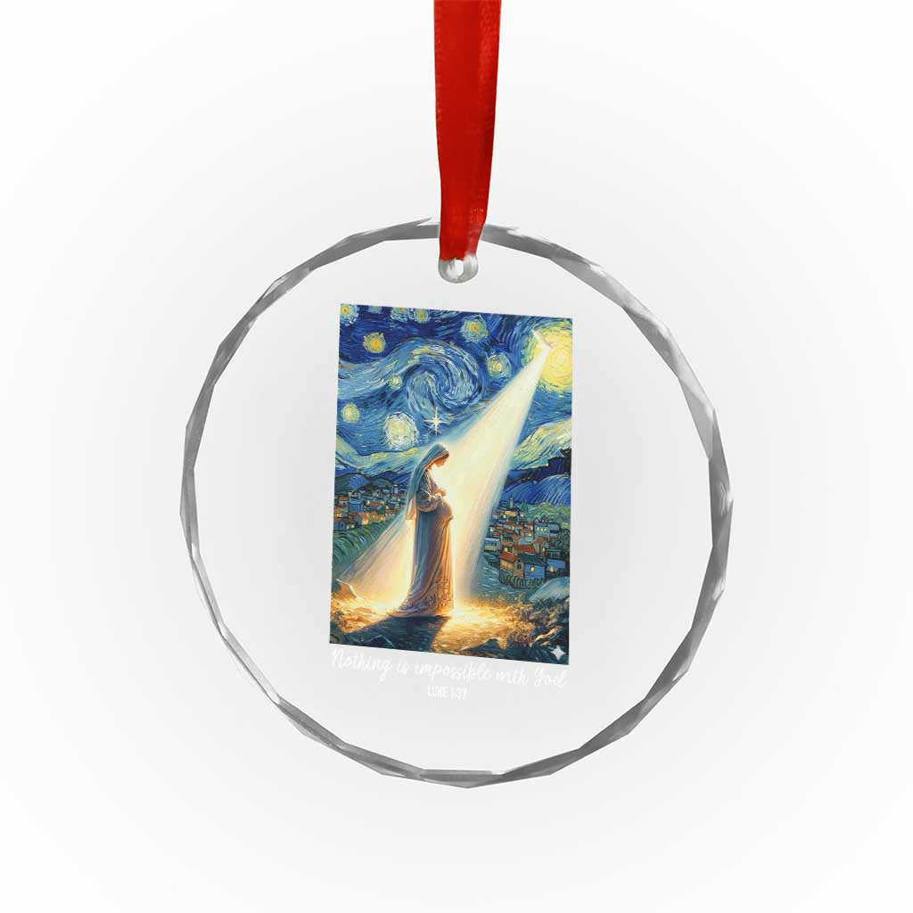 Virgin Mary Starry Night Crystal Glass Ornament Luke 2:11 Christian Faith - Wonder Print Shop