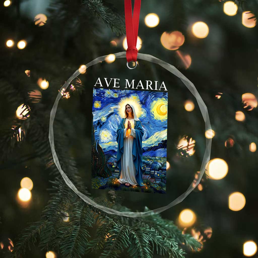 Virgin Mary Starry Night Crystal Glass Ornament Mother of Christ Catholic - Wonder Print Shop