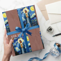 Virgin Mary Starry Night Wrapping Paper Roll Mother of Christ Catholic - Wonder Print Shop