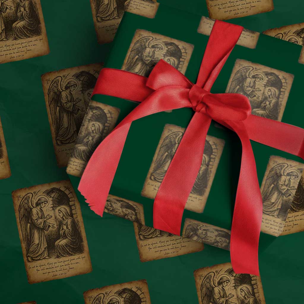 Virgin Mary Wrapping Paper Roll Angel Gabriel Luke 1:30 Christian - Wonder Print Shop