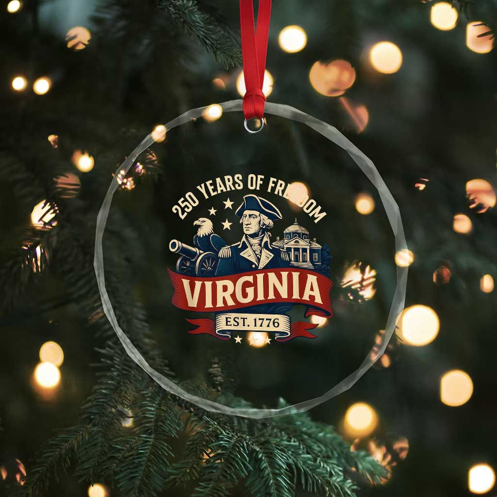 Virginia 250 Years of Freedom Crystal Glass Ornament George Washington Patriotic State Pride Est. 1776 - Wonder Print Shop