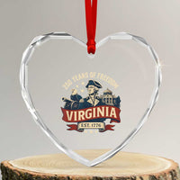 Virginia 250 Years of Freedom Heart Crystal Glass Ornament George Washington Patriotic State Pride Est. 1776 - Wonder Print Shop