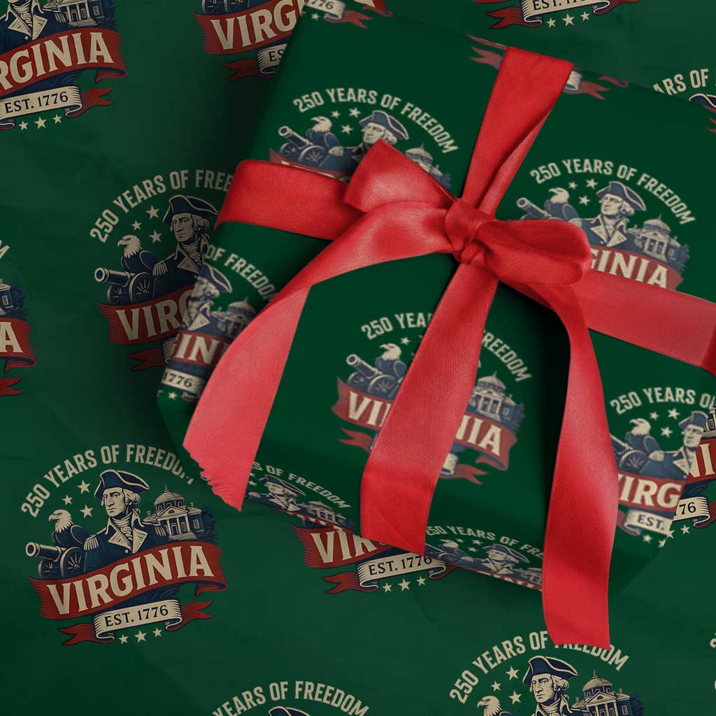 Virginia 250 Years of Freedom Wrapping Paper Roll George Washington Patriotic State Pride Est. 1776 - Wonder Print Shop