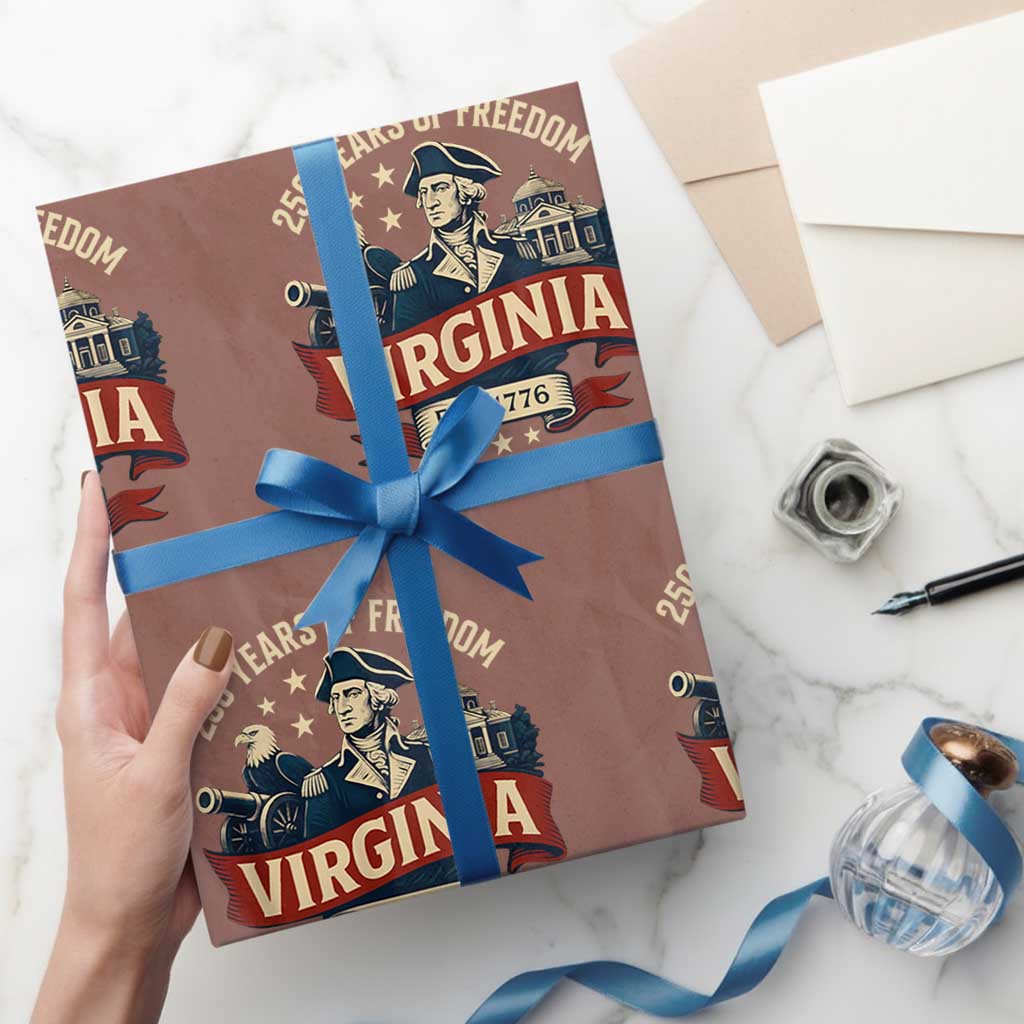 Virginia 250 Years of Freedom Wrapping Paper Roll George Washington Patriotic State Pride Est. 1776 - Wonder Print Shop
