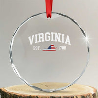 Virginia American Flag Map Crystal Glass Ornament State Travel Souvenir