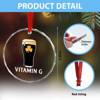 Vitamin G Funny Irish Stout Beer Crystal Glass Ornament St. Patrick’s Day Drinking Humor