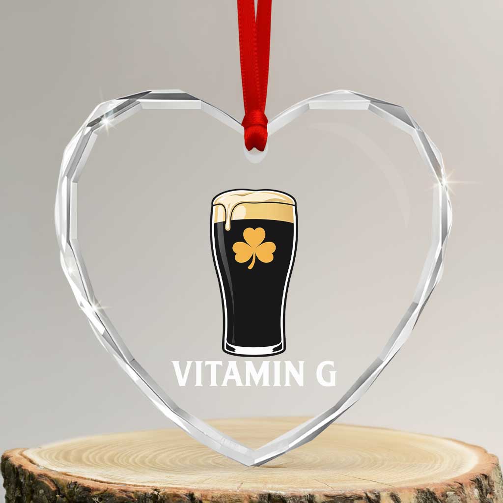 Vitamin G Funny Irish Stout Beer Heart Crystal Glass Ornament St. Patrick’s Day Drinking Humor
