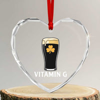 Vitamin G Funny Irish Stout Beer Heart Crystal Glass Ornament St. Patrick’s Day Drinking Humor