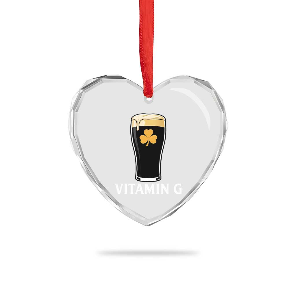 Vitamin G Funny Irish Stout Beer Heart Crystal Glass Ornament St. Patrick’s Day Drinking Humor