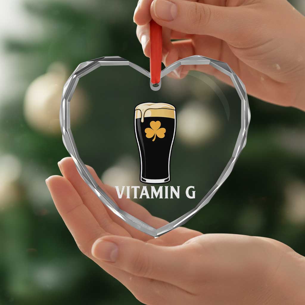 Vitamin G Funny Irish Stout Beer Heart Crystal Glass Ornament St. Patrick’s Day Drinking Humor