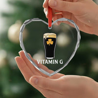 Vitamin G Funny Irish Stout Beer Heart Crystal Glass Ornament St. Patrick’s Day Drinking Humor