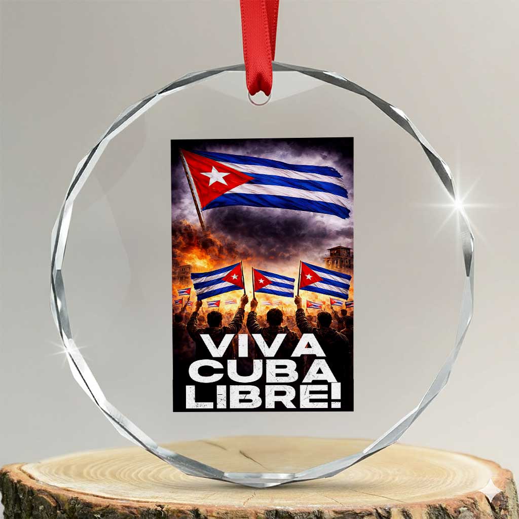 Viva Cuba Libre Crystal Glass Ornament Cuban Freedom Protest