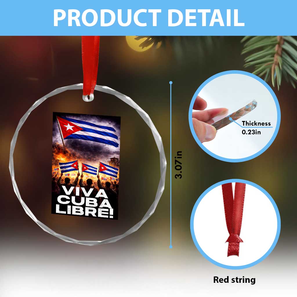 Viva Cuba Libre Crystal Glass Ornament Cuban Freedom Protest