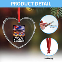 Viva Cuba Libre Heart Crystal Glass Ornament Cuban Freedom Protest