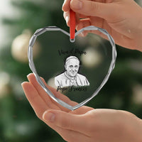 Viva il Papa Pope Francis Heart Crystal Glass Ornament Thank You Papa Catholic Tribute - Wonder Print Shop