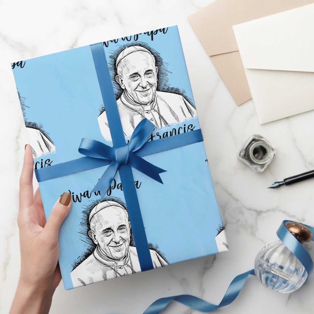 Viva il Papa Pope Francis Wrapping Paper Roll Thank You Papa Catholic Tribute - Wonder Print Shop