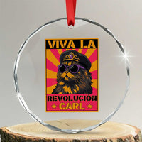 Viva La Revolucion Carl Crystal Glass Ornament Funny Princess Cat Donut Meme