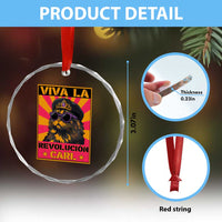 Viva La Revolucion Carl Crystal Glass Ornament Funny Princess Cat Donut Meme