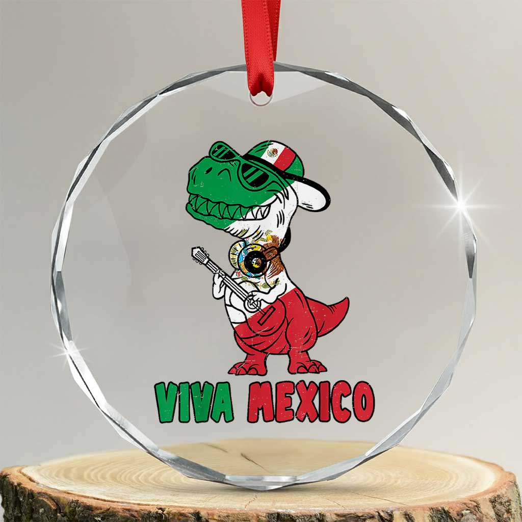 Viva Mexico Crystal Glass Ornament Funny Mexican Dance Dinosaur Hispanic Heritage - Wonder Print Shop