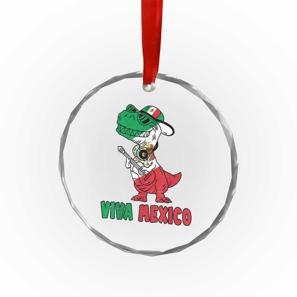 Viva Mexico Crystal Glass Ornament Funny Mexican Dance Dinosaur Hispanic Heritage - Wonder Print Shop