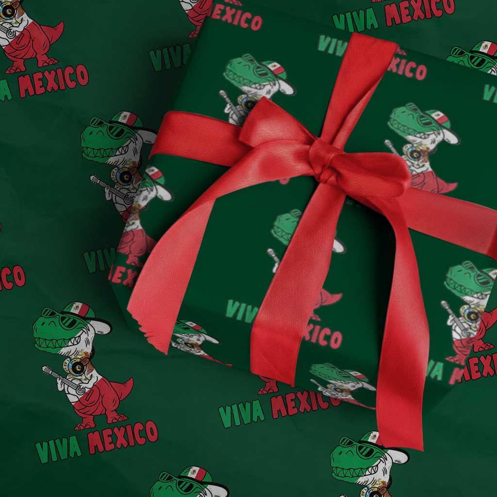 Viva Mexico Wrapping Paper Roll Funny Mexican Dance Dinosaur Hispanic Heritage
