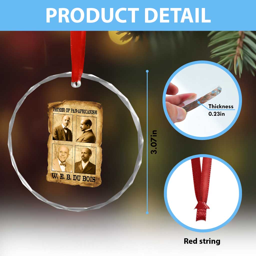 W E B Du Bois Crystal Glass Ornament African American History Gift