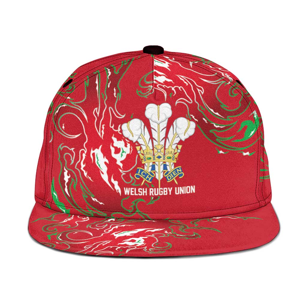 Wales Rugby Pride Snapback Cap Cymru Three feathers Flame Fire Style