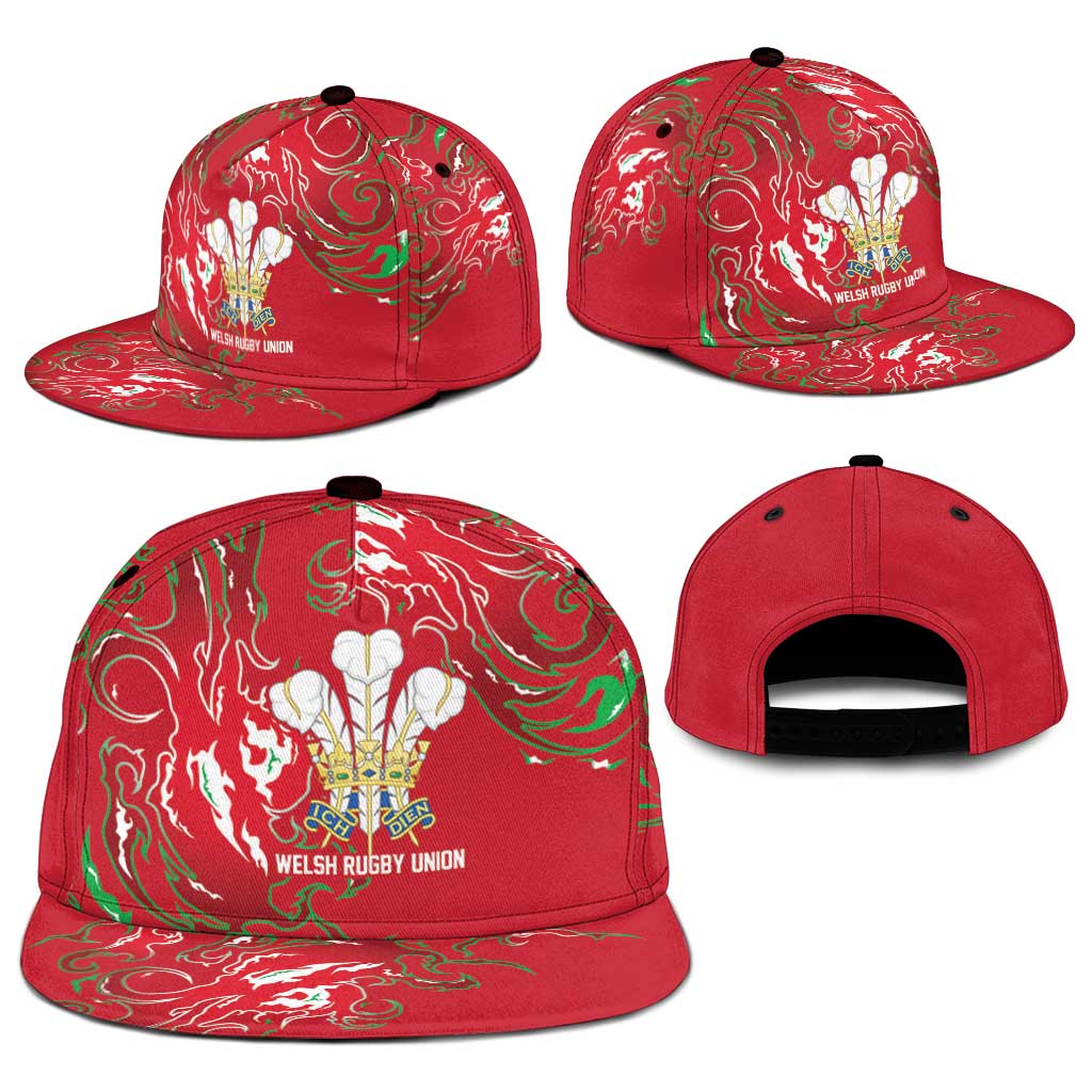 Wales Rugby Pride Snapback Cap Cymru Three feathers Flame Fire Style