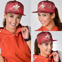Wales Rugby Pride Snapback Cap Cymru Three feathers Flame Fire Style