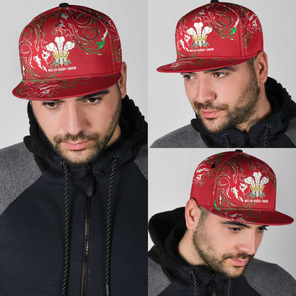 Wales Rugby Pride Snapback Cap Cymru Three feathers Flame Fire Style