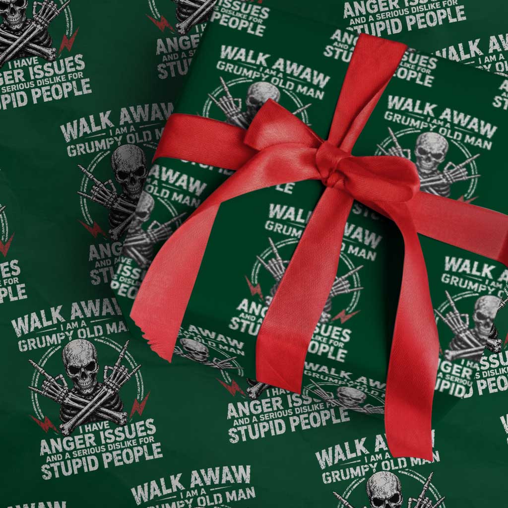 Walk Away I Am A Grumpy Old Man I Have Anger Issues Wrapping Paper Roll Funny Senior Citizen
