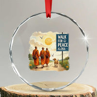 Walk For Peace Aloka the Dog and Monks Crystal Glass Ornament