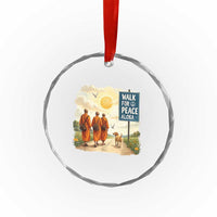 Walk For Peace Aloka the Dog and Monks Crystal Glass Ornament