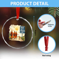 Walk For Peace Aloka the Dog and Monks Crystal Glass Ornament